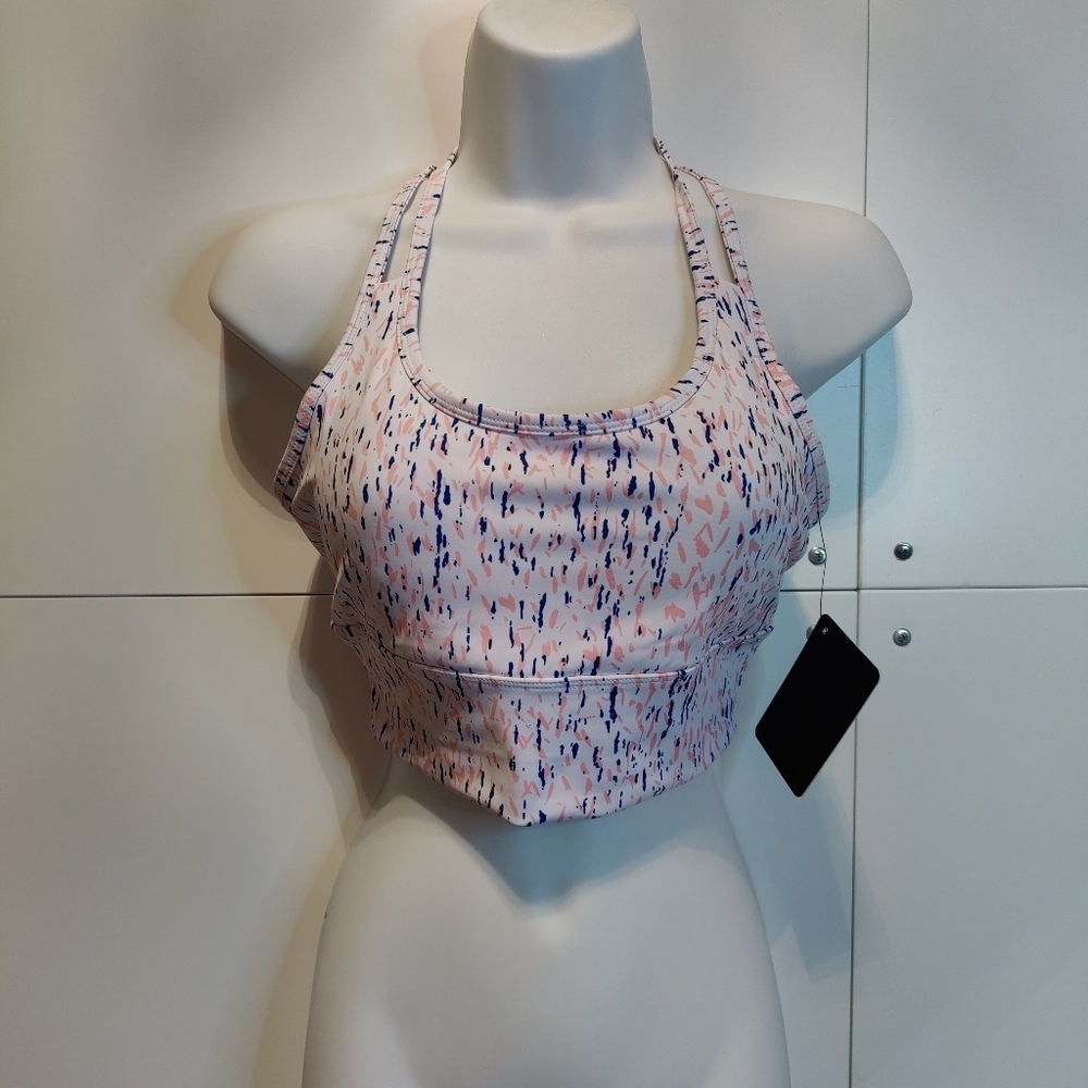 Multi Dot Open Back Sports Bra Top | Strappy Back Activewear | Padded Athleisure - Picture 5 of 7